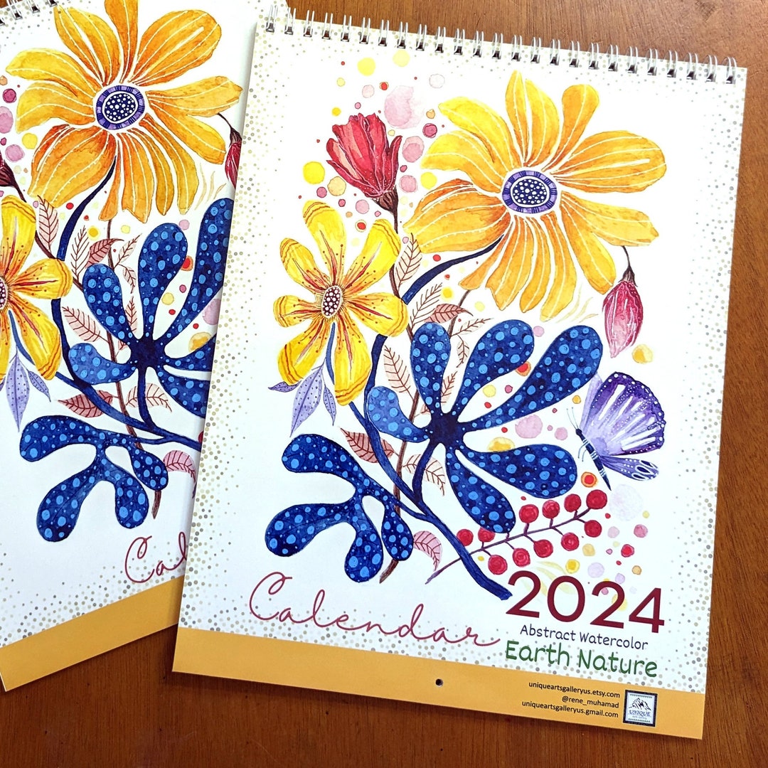 2024 Calendar, Handmade Wall Calendar, Calendar Art 2024, Abstract