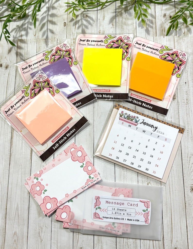 Coffret cadeau de papeterie personnalisée : carnet à motifs floraux, feuilles de papier à lettres, autocollants, marque-pages, mini-calendrier image 10