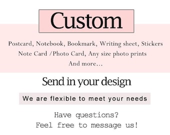 Articles faits main par les clients : autocollants, carnets, cartes, cartes postales, étiquettes, cadeaux, tirages photo