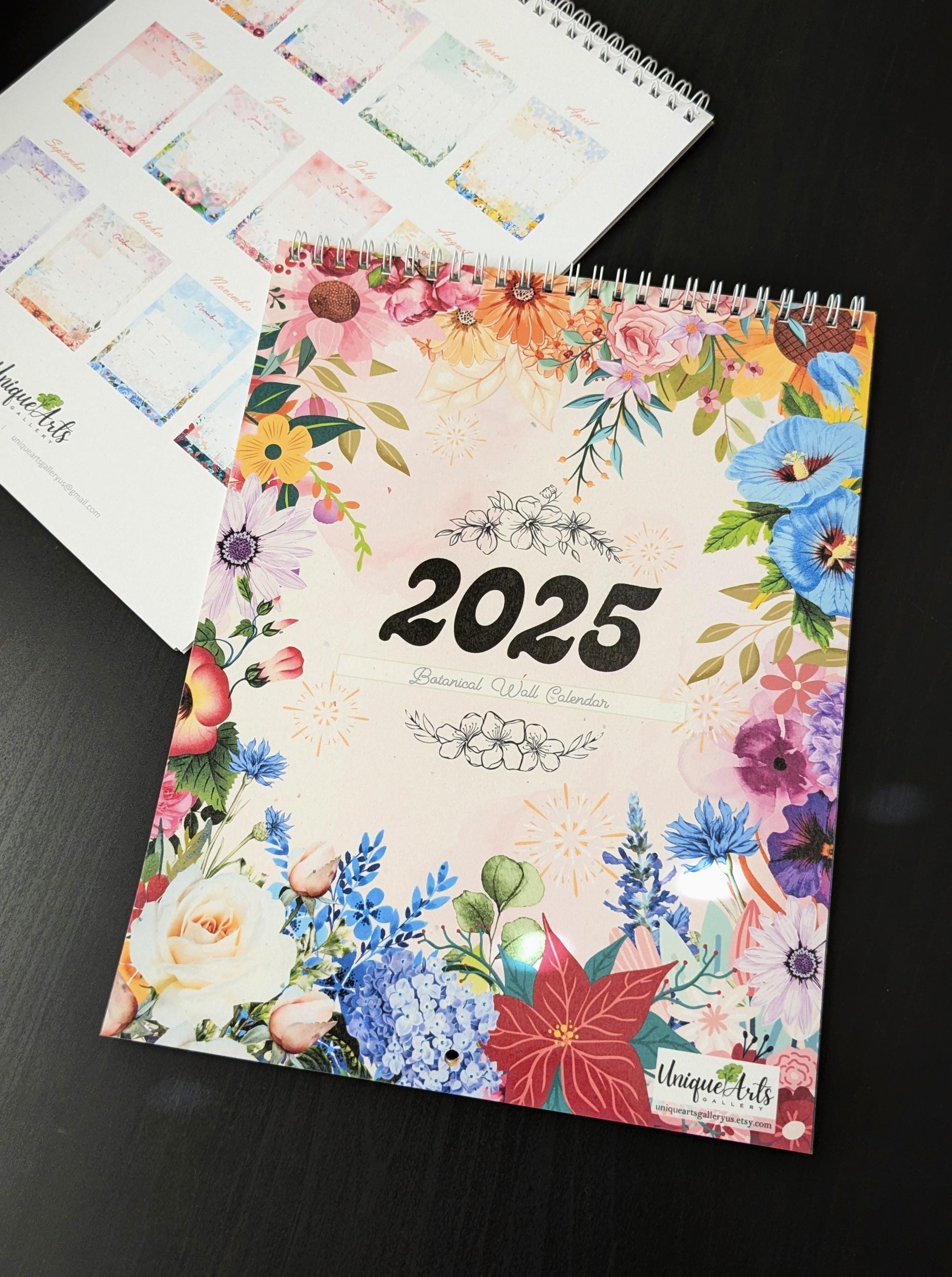 2025 Botanical Wall Calendar, A4 Flower Calendar, Monthly Calendar