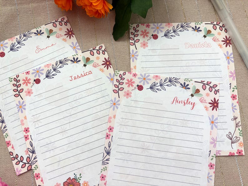 Coffret cadeau de papeterie personnalisée : carnet à motifs floraux, feuilles de papier à lettres, autocollants, marque-pages, mini-calendrier image 6