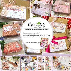 Coffret cadeau de papeterie personnalisée : carnet à motifs floraux, feuilles de papier à lettres, autocollants, marque-pages, mini-calendrier image 20