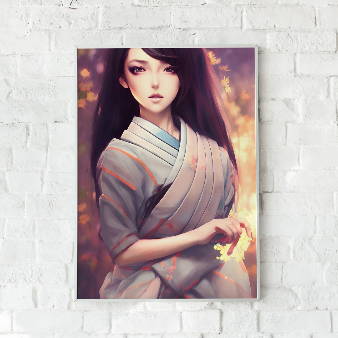 Geisha Art Print - Anime Style | Japanese Woman Artwork for Home Decor ...