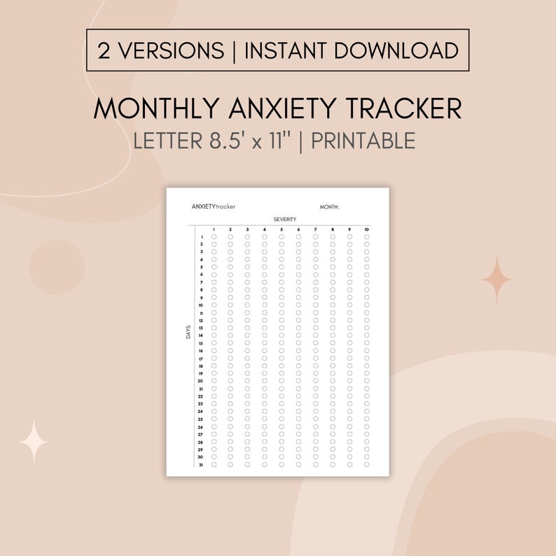 Anxiety Tracker Printable Template Track Daily Anxiety Etsy Anxiety Tracker Printable Template Track Daily Anxiety Etsy