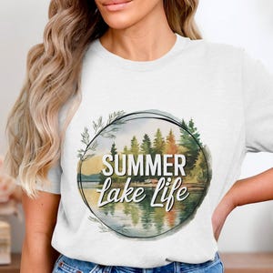Watercolor Lake Tumbler Wrap PNG: Summer Lake Life Design (Digital Download)