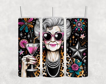 Oma Tumbler Wrap: pittige en grappige oude damekunst (digitale download)