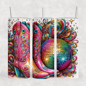 Glitter Cowboy Boots Clipart - Disco Western Style Design