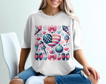 Patriotic Wall Art: 4th of July Hearts & Fireworks (Instant Download)