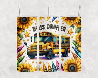 School Bus Driver Appreciation 20oz Tumbler Wrap (PNG Digital Download)