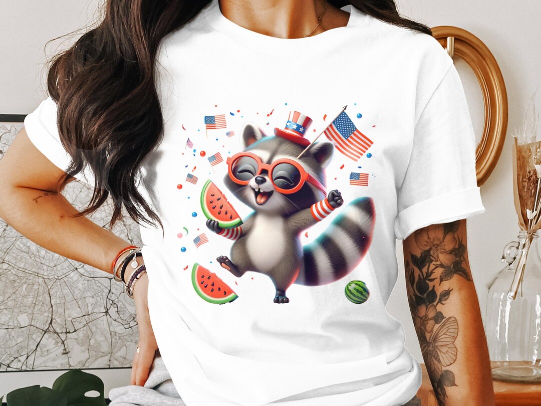Sam The Racoon Patriotic Raccoon Digital Art: 4th of July With Uncle Sam Hat - Etsy
