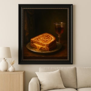 Grilled Cheese Oil Painting: Whimsical Kitchen Wall Art (Digital Printable)