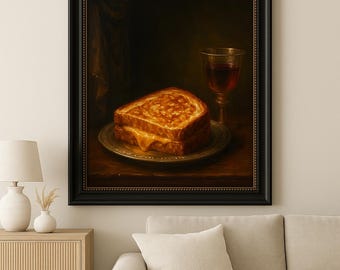 Grilled Cheese Oil Painting: Whimsical Kitchen Wall Art (Digital Printable)