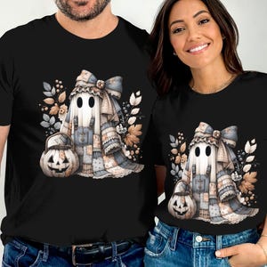 Fall Gnome Pumpkin T-Shirt, Autumn Couples Matching Tees, Thanksgiving Graphic Shirt, Casual Fall Apparel, Unisex Ghost Gnome Top