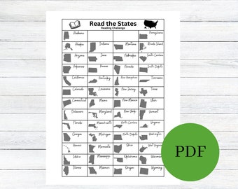 Read the States Reading Printable, Reading Tracker Printable, Bookshelf Reading, Book Tracker, Reading Journal Printable, Reading Planner