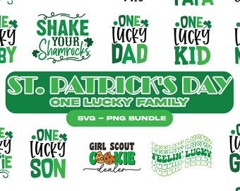 St. Patrick's Day SVG Bundle | St. Patrick's Day Family Graphics PNG Bundle | One Lucky Family Sublimation Set