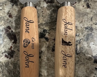 Wood Bottle Opener, Personalized, Wedding Favor, Wedding Decoration, Stainless Steel, Couples Gift, Personalized Bottle opener, Gift for Him