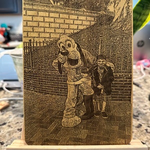 Laser Engraved Bamboo Cutting Board Photo, Family Burning Wooden Photo Frame, Personalized Art Portrait, Custom Engraved Wooden