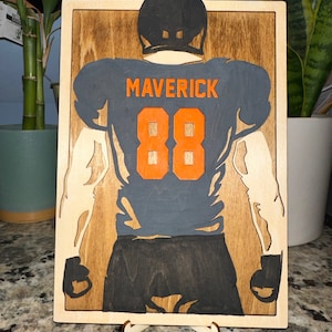 Personalized Football Player Sign: Custom Team Colors, Senior Gift