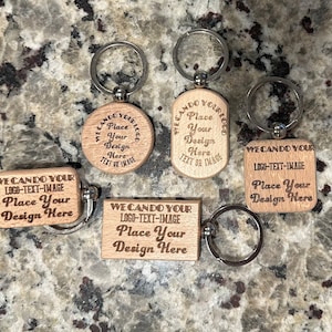 Engraved Wooden Keychain: Personalized Logo, Text, or Image