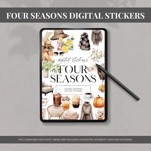 Seasons Digital Sticker Book Aesthetic Stickers for Daily Planner or Self Care Planner Stickers Goodnotes Notability Precropped PNG Stickers