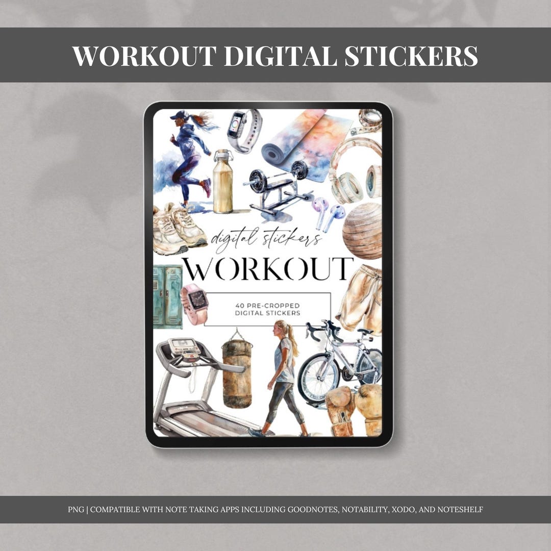 Workout Digital Sticker Book Aesthetic Stickers for Daily Planner or ...