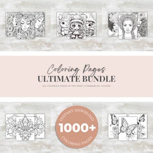 Coloring Pages BUNDLE, Simple Coloring Book, Printable Coloring Pages For Kids and Adults, Instant Download, Printable PDF File