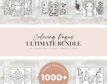 Paquete de páginas para colorear, libro para colorear sencillo, páginas para colorear imprimibles para niños y adultos, descarga instantánea, archivo PDF imprimible