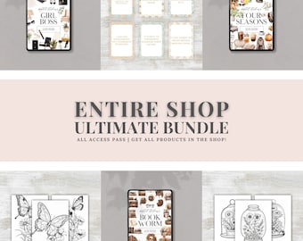 PAQUETE COMPLETO DE LA TIENDA, Pase de Acceso Total, Tarjetas de Afirmación, Páginas para Colorear, Pegatinas Digitales, Tableros de Visión Imprimibles, Descarga Digital Instantánea