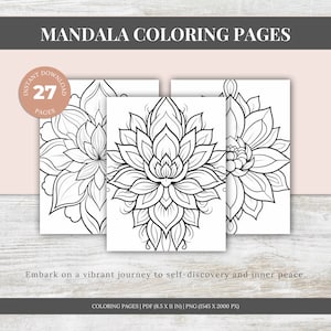 Mandala Coloring Pages, Simple Coloring Book, Printable Coloring Pages For Kids and Adults, Instant Download, Printable PDF File