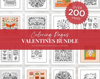 Páginas para colorear de San Valentín: Alivio del estrés para adultos y adolescentes (descarga digital)