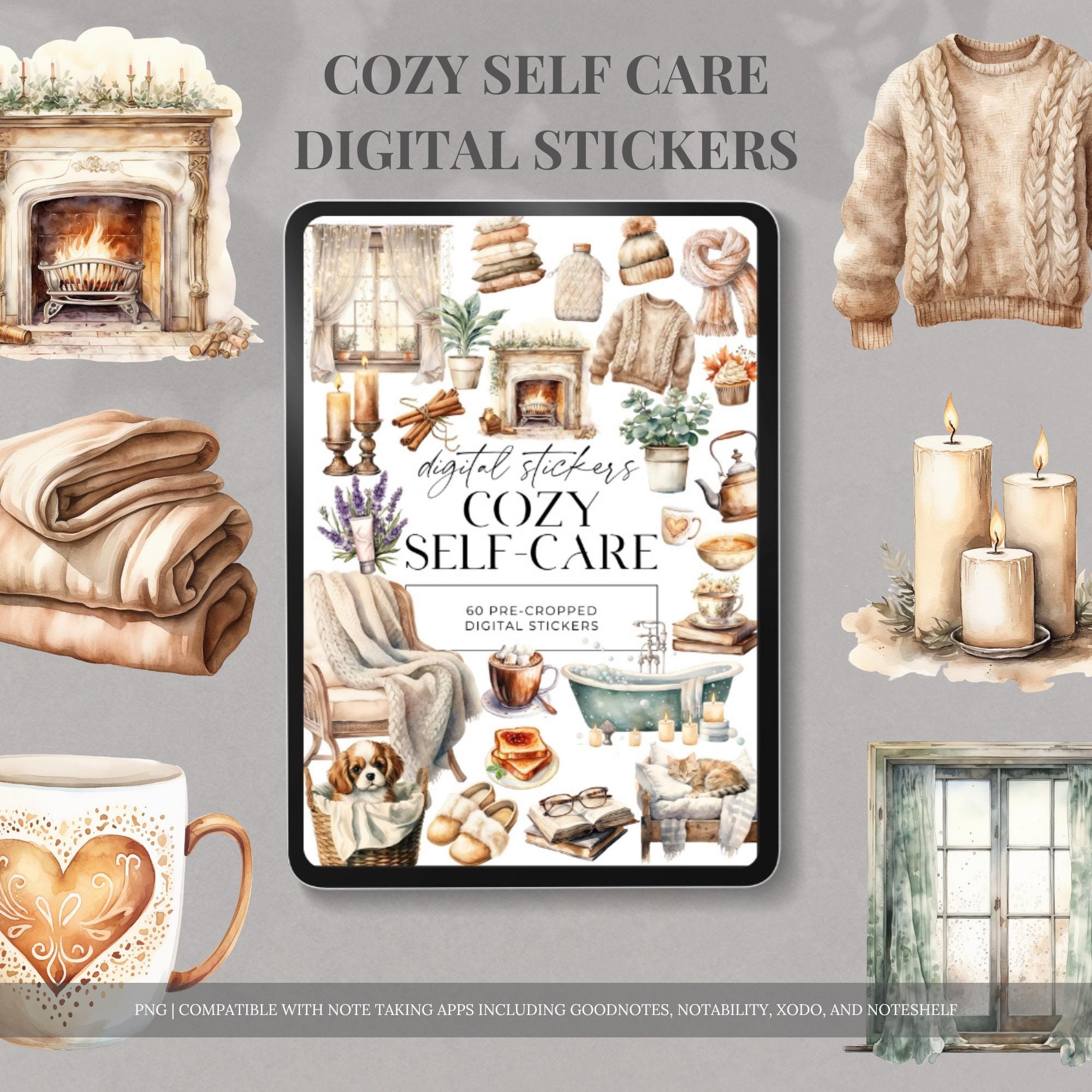 Self Care Digital Sticker Book Aesthetic Stickers for Daily Planner or ...