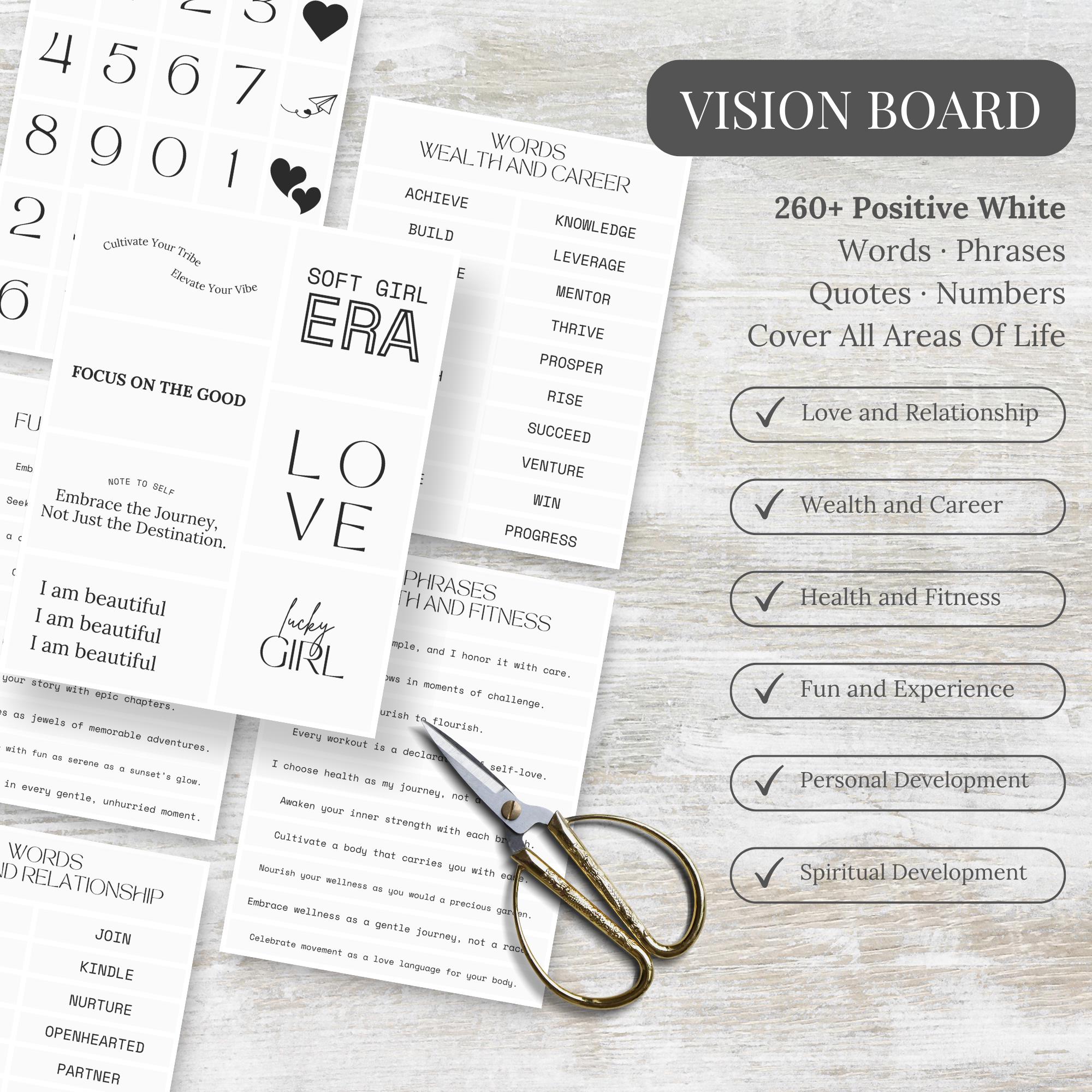 2025 Vision Board Printable Words, Phrases, Quotes, and Numbers, Law of ...