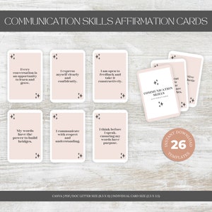 Baraja de cartas de afirmación imprimible para mujeres Tablero de visión Tarjetas imprimibles para el kit de manifestación de la ley de atracción Cuidado personal Amor propio imprimible