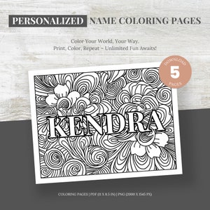 Printable Custom Name Coloring Page for Adults and Kids, Flower Personalized Name Coloring Sheet Custom Color Page