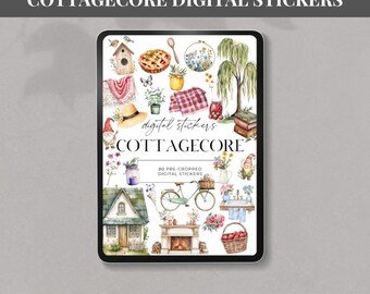 Libro de calcomanías digitales Cottagecore Calcomanías Goodnotes para planificadores diarios o de cuidado personal Calcomanías precortadas Goodnotes Notability