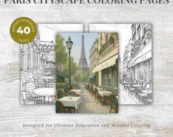 Dibujos para colorear del paisaje urbano de París: ¡antiestrés para adultos y niños! PDF