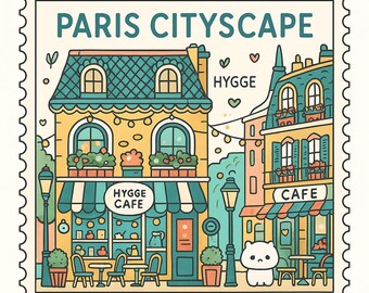 Dibujos para colorear de París para relajarse, libro para colorear sencillo, páginas para colorear imprimibles para niños y adultos, paisaje urbano, descarga digital, PDF