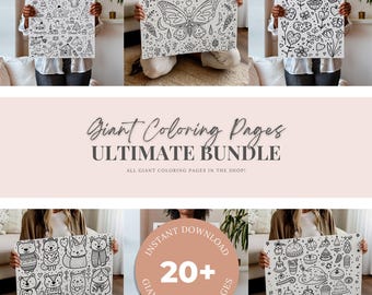 Paquete de páginas gigantes para colorear, póster grande para colorear, pancarta para colorear, páginas para colorear imprimibles para niños y adultos.