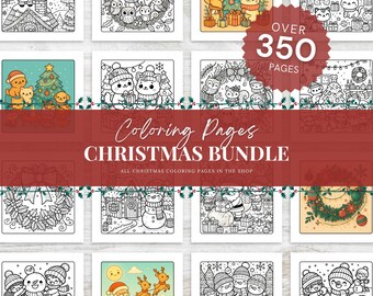 Paquete de páginas para colorear navideñas para relajarse, libro para colorear, páginas para colorear imprimibles para niños y adultos, páginas de actividades, descarga digital