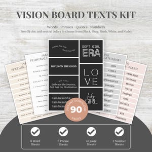 2025 Vision Board Kit Printable Words, Phrases, Quotes, and Numbers, Affirmations for Manifesting, Mood Board, Manifest, Printable PDF