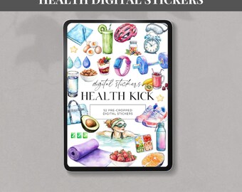 Libro de calcomanías digitales de salud Calcomanías de Goodnotes para planificadores diarios o de cuidado personal Calcomanías de Goodnotes Notability Calcomanías PNG precortadas