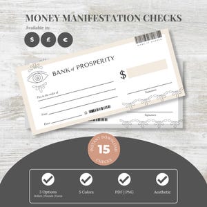 Blank Cheque, Blank Check Template, Printable Cheque, Bank Check Template, Manifestation Cheques, 2025 Vision Board Kit, Instant Download