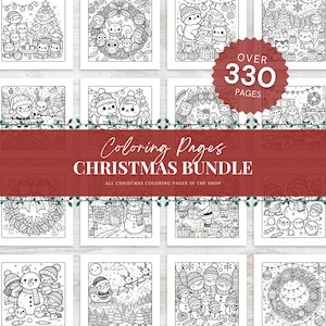 Christmas Coloring Pages BUNDLE for Relaxing, Coloring Book, Printable Coloring Pages For Kids and Adults, Activity Pages, Digital Download
