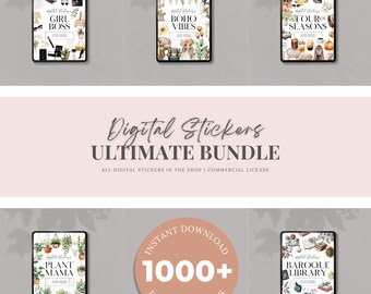 Paquete de pegatinas digitales: pegatinas estéticas para planificadores diarios o de autocuidado. Pegatinas Goodnotes Notability. Pegatinas PNG precortadas.