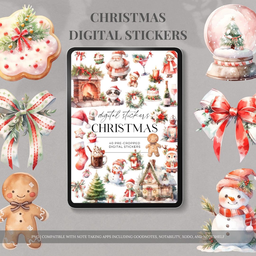 Christmas Digital Sticker Book Aesthetic Stickers for Daily Planner or ...