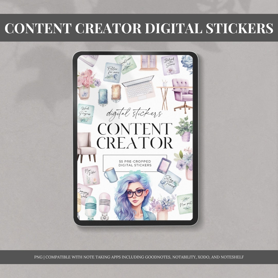 Content Creatore Sticker Content Creator Digital Sticker Book Aesthetic Stickers for Daily ...
