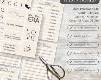 2026 Vision Board Kit Printable Words Printable Affirmations, Quotes Digital Download