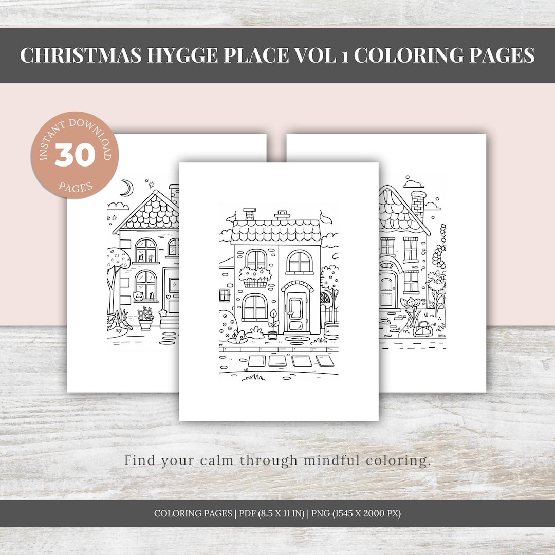 Hygge Place Coloring Pages for Relaxing, Coloring Book, Printable ...