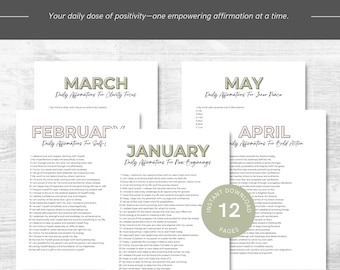 Lista de 365 afirmaciones diarias, afirmaciones positivas diarias para el crecimiento personal, afirmaciones imprimibles, afirmaciones diarias para todo el año