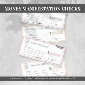Money Manifestation Checks Printable, Vision Board Kit, Law of Attraction, Abundance Checks for Vision Board, Instant Digital Download